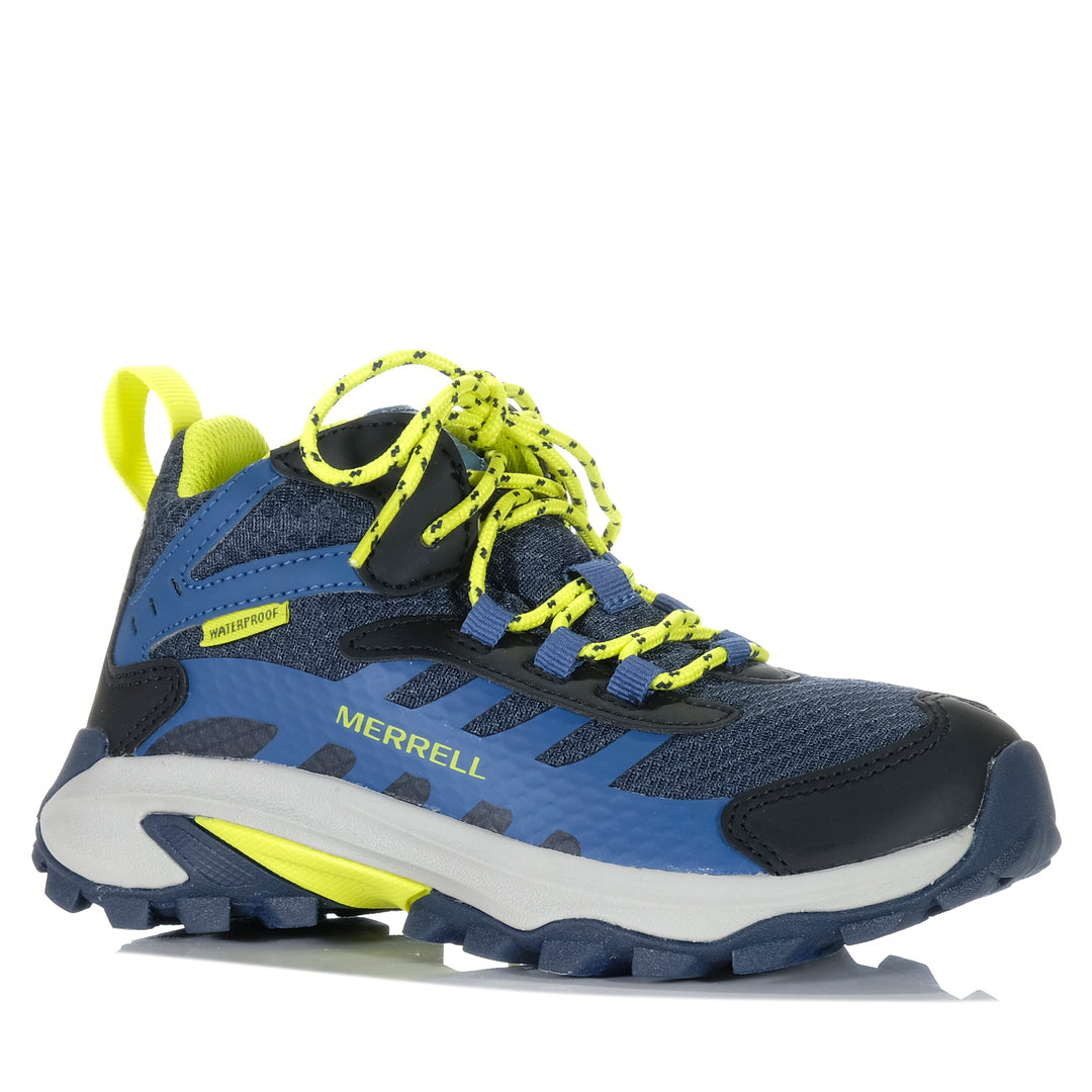 Merrell Moab Speed 2 Mid Waterproof Navy/Hi Viz Youth Boots