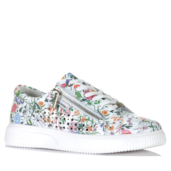 Naked Arches By Le Sansa Noble White Floral Womens Sneakers