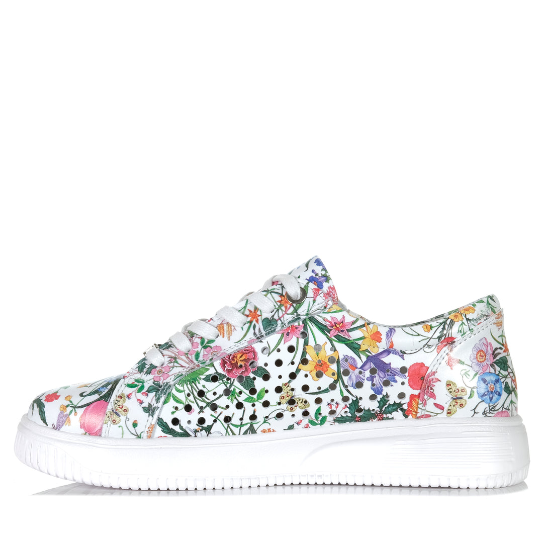 Naked Arches By Le Sansa Noble White Floral Womens Sneakers