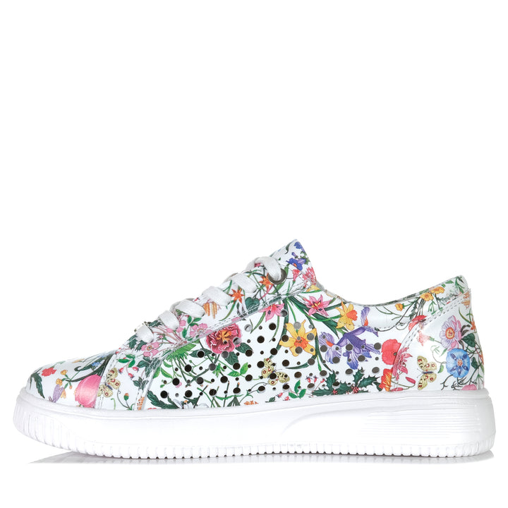 Naked Arches By Le Sansa Noble White Floral Womens Sneakers