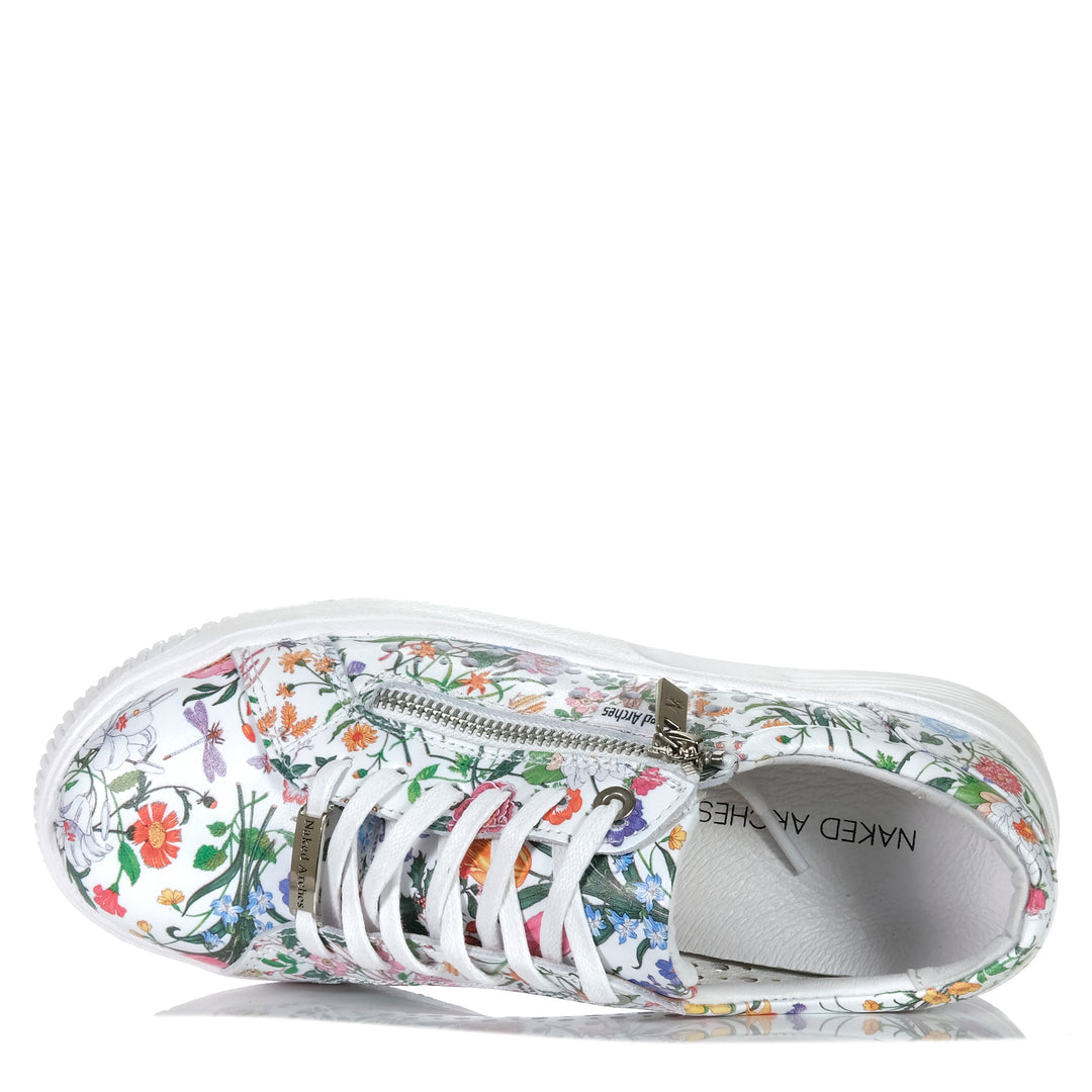 Naked Arches By Le Sansa Noble White Floral Womens Sneakers