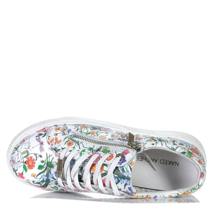 Naked Arches By Le Sansa Noble White Floral Womens Sneakers