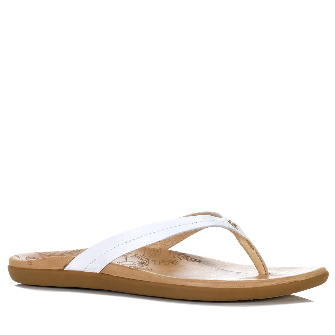 OluKai Honu Bright White/Golden Sand Womens Sandals