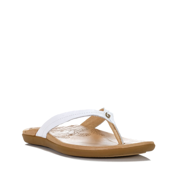 OluKai Honu Bright White/Golden Sand Womens Sandals