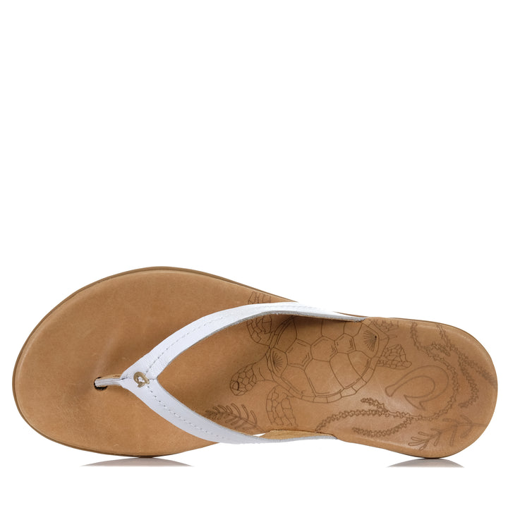 OluKai Honu Bright White/Golden Sand Womens Sandals