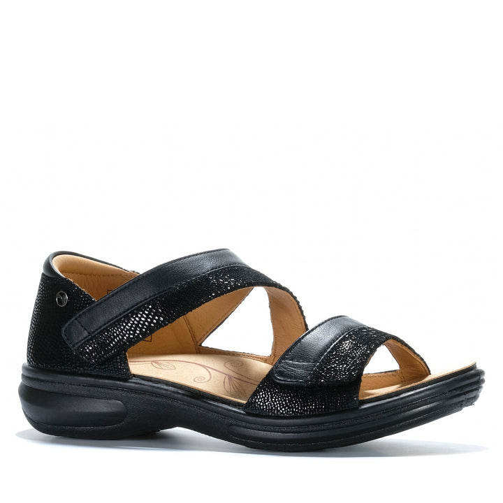 Revere Mauritius Black French/Lizard Womens Sandals