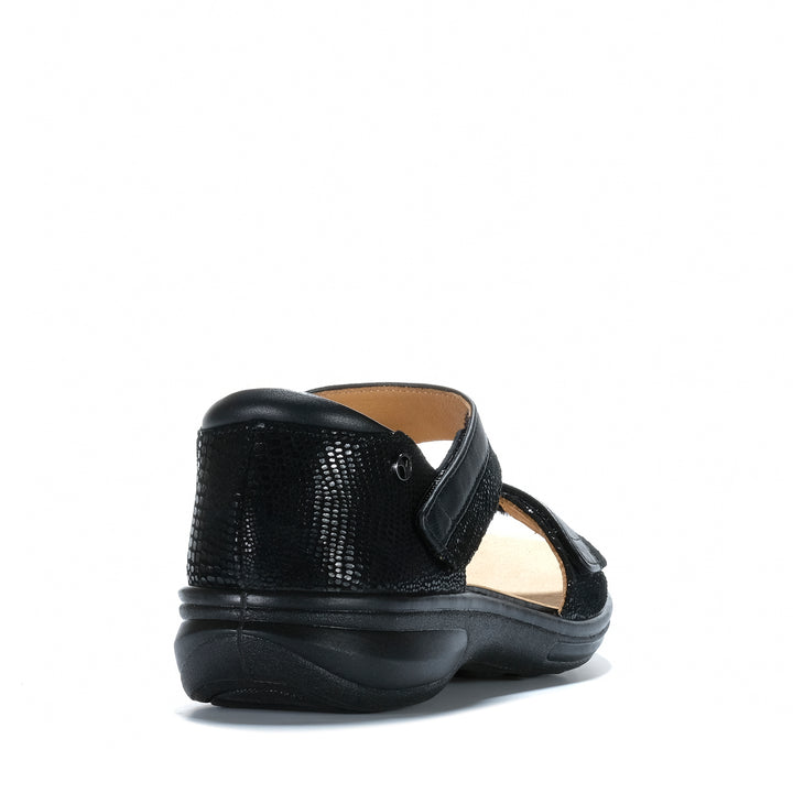 Revere Mauritius Black French/Lizard Womens Sandals