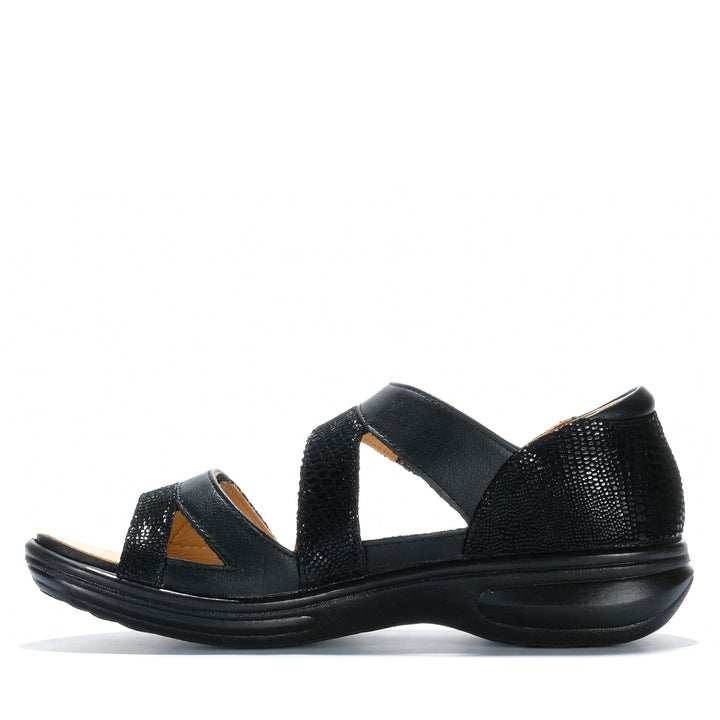 Revere Mauritius Black French/Lizard Womens Sandals