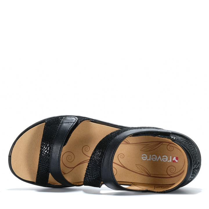 Revere Mauritius Black French/Lizard Womens Sandals