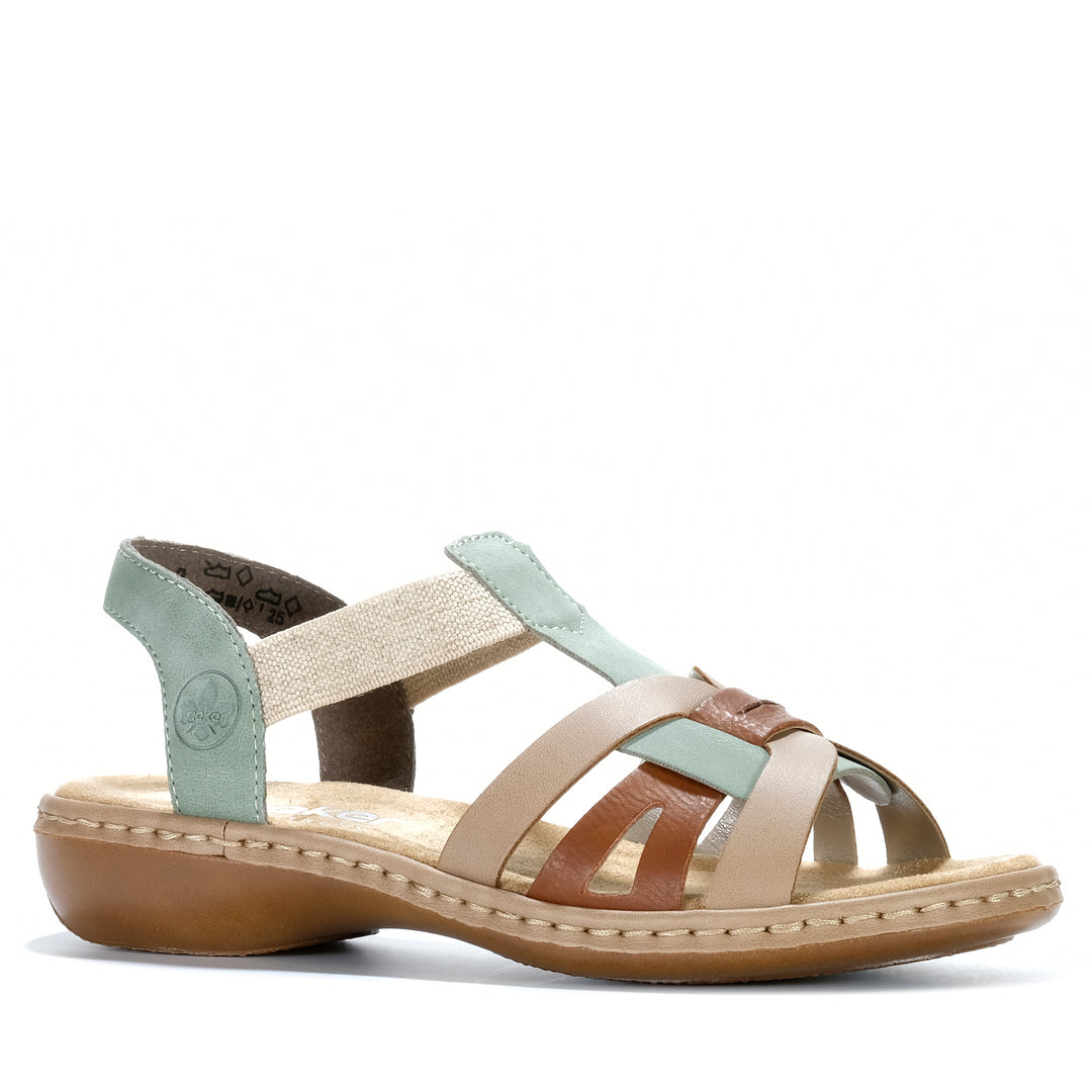 Rieker Hampshire 65918/52 Grun Kombi Womens Sandals