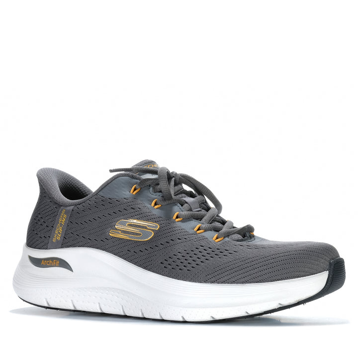 Skechers Slip-Ins: Arch Fit 2.0 - Lestur Charcoal/Yellow Mens Sneakers