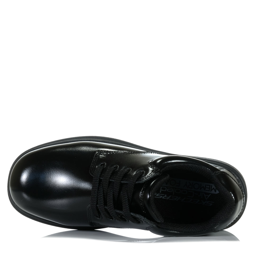 Skechers Smooth Tracks Lace Up 419040L Black School Shoes