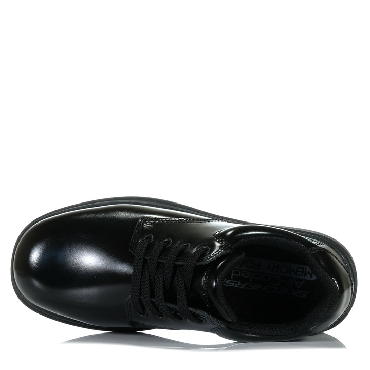 Skechers Smooth Tracks Lace Up 419040L Black School Shoes