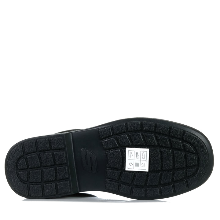 Skechers Smooth Tracks Lace Up 419040L Black School Shoes