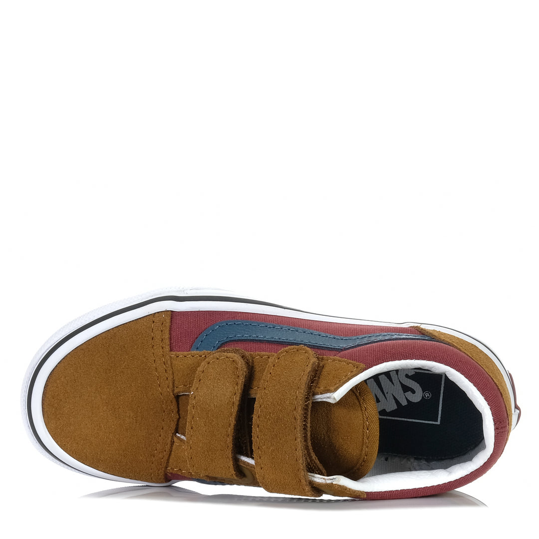 Vans Old Skool V Block Multi/White Youth Shoes