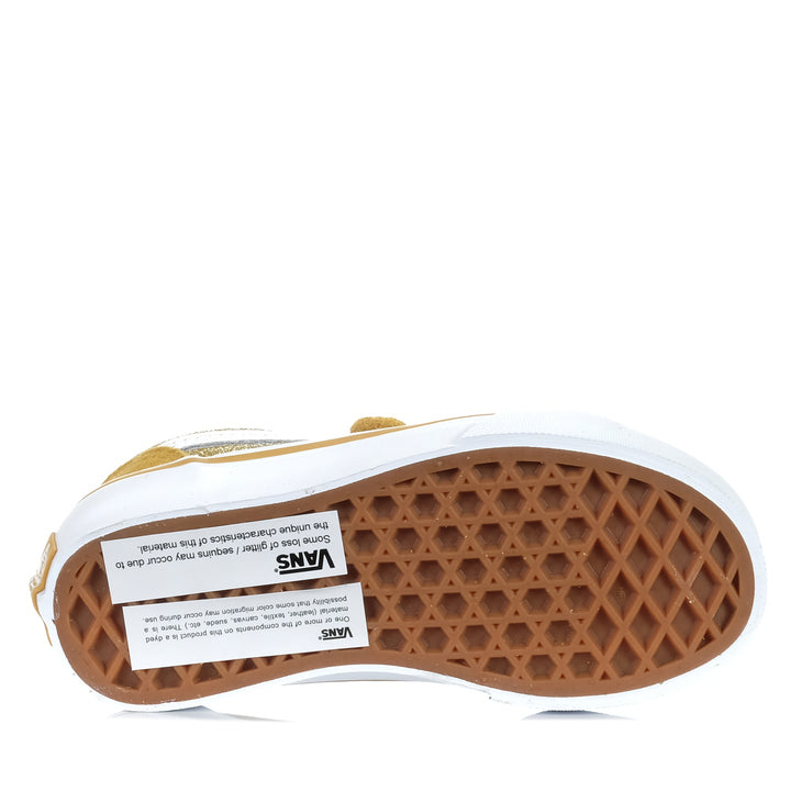 Vans Old Skool V Gold Glitter Youth Shoes