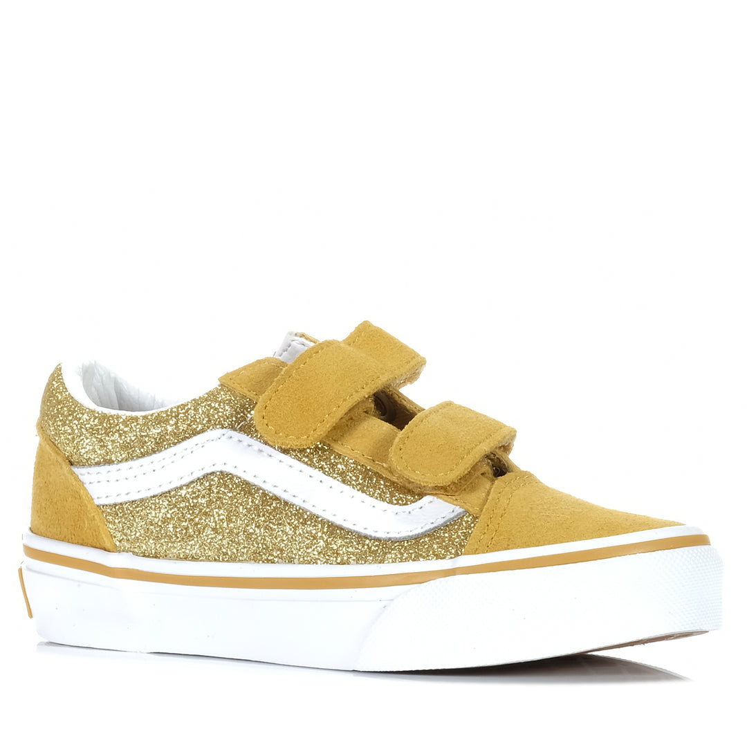 Vans Old Skool V Gold Glitter Youth Shoes