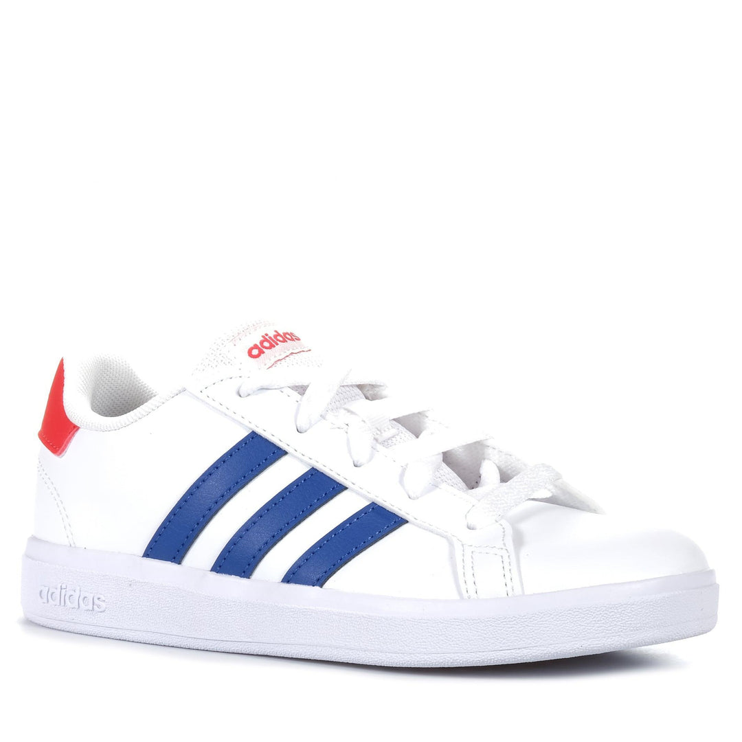 Adidas Grand Court Youth White/Blue/Red, 1 US, 2 US, 3 US, 4 US, 5 US, 6 US, 7 US, Adidas, kids, shoes, white, youth