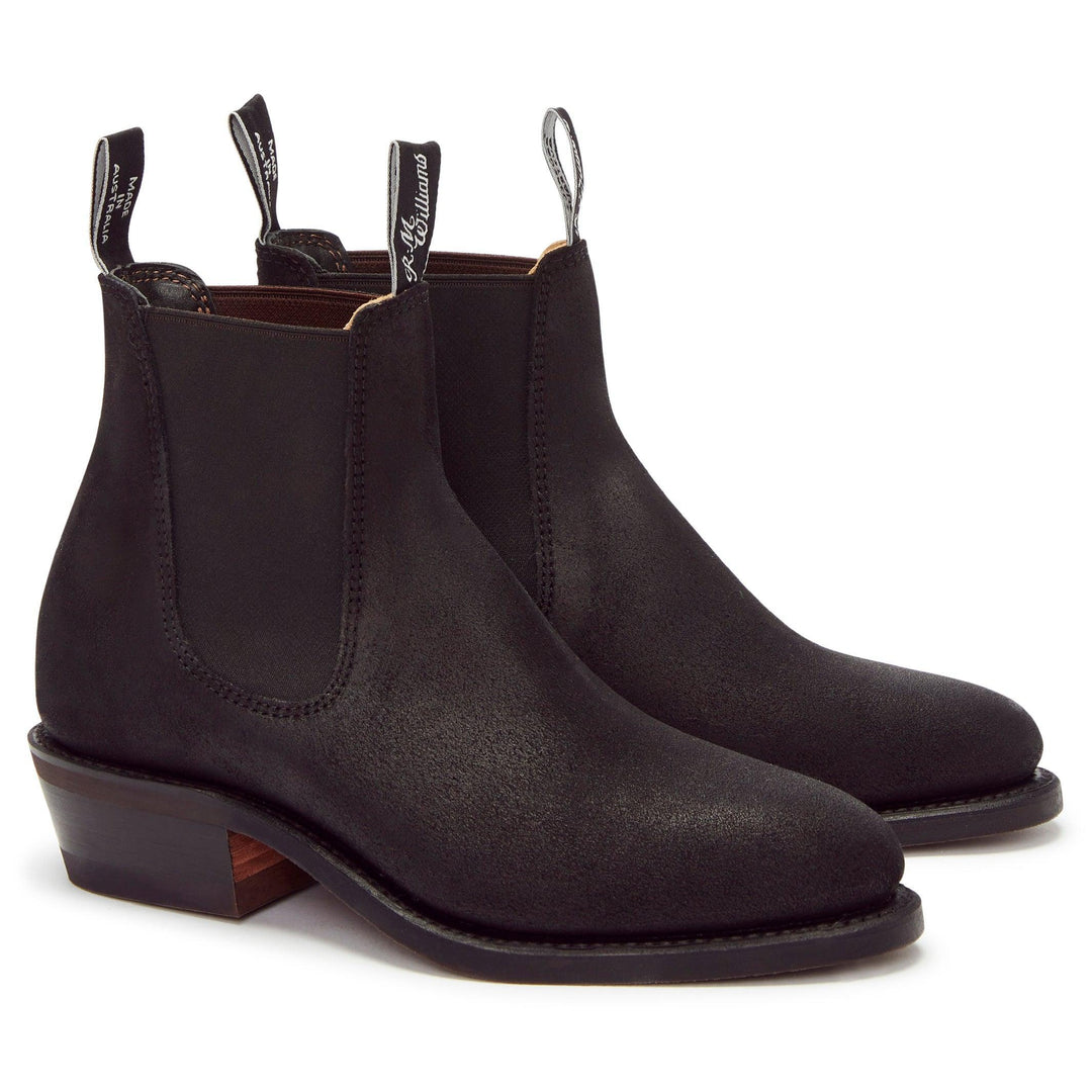 R.M. Williams Lady Yearling Suede Black Womens Boots