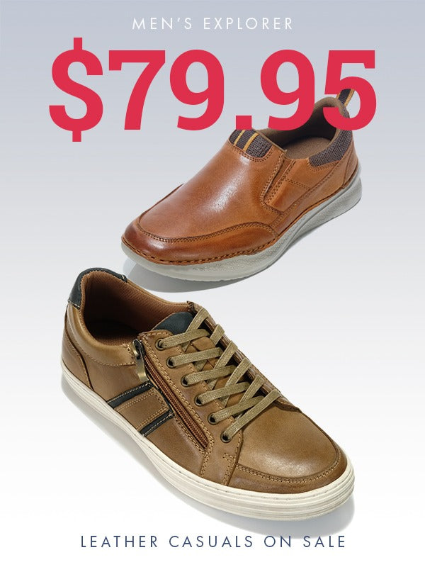 Men's leather casuals now just $79.95!