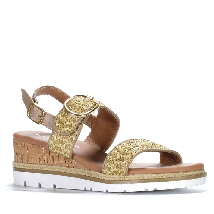 Bay Lane Ranch Gold Raffia Womens Sandals