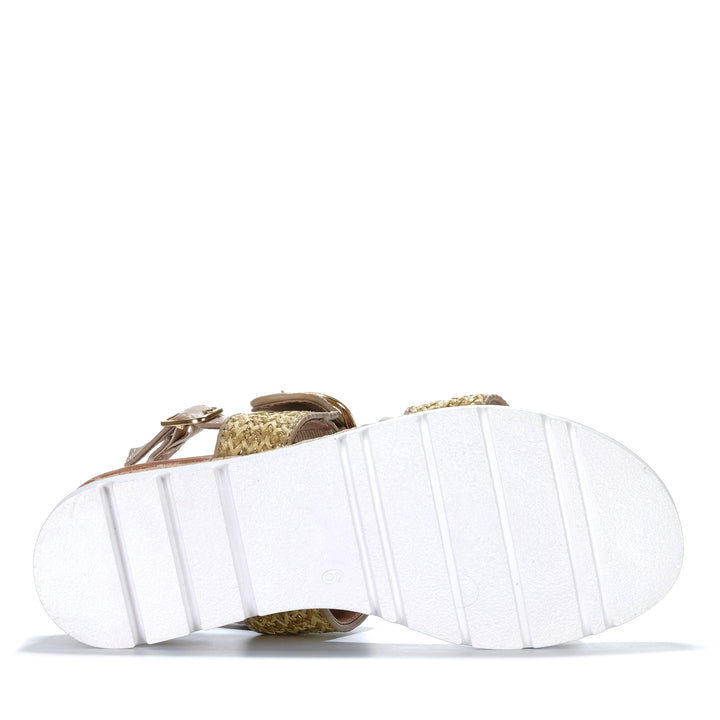 Bay Lane Ranch Gold Raffia Womens Sandals