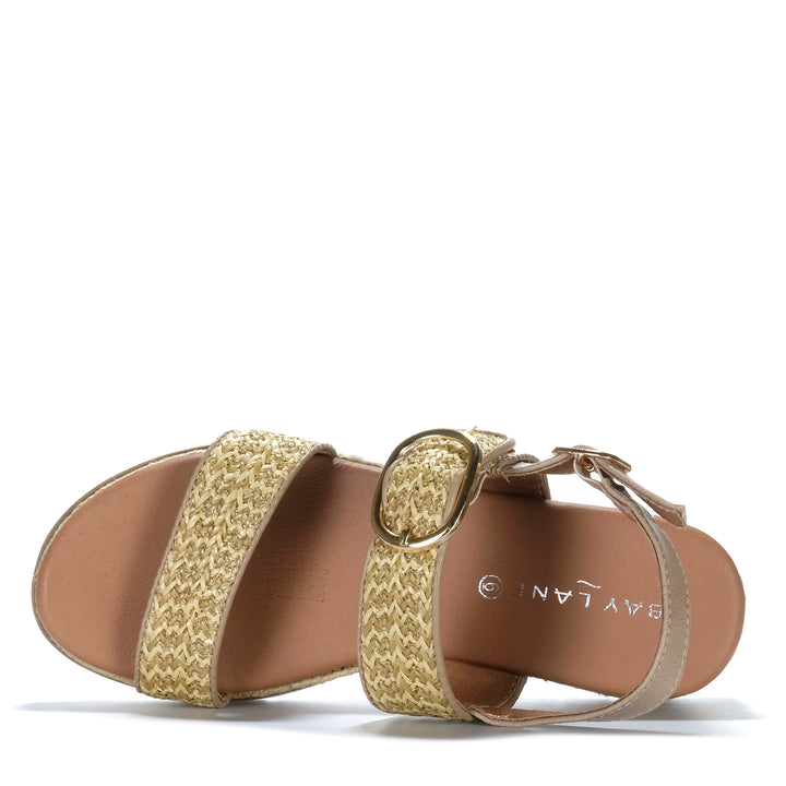 Bay Lane Ranch Gold Raffia Womens Sandals