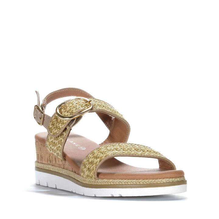 Bay Lane Ranch Gold Raffia Womens Sandals