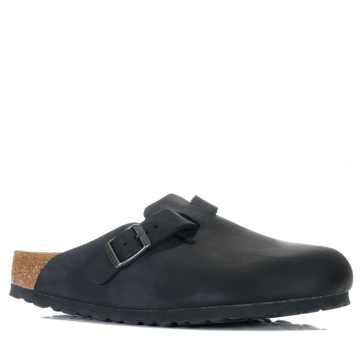 Birkenstock Boston Oiled Leather Black Unisex Sandals