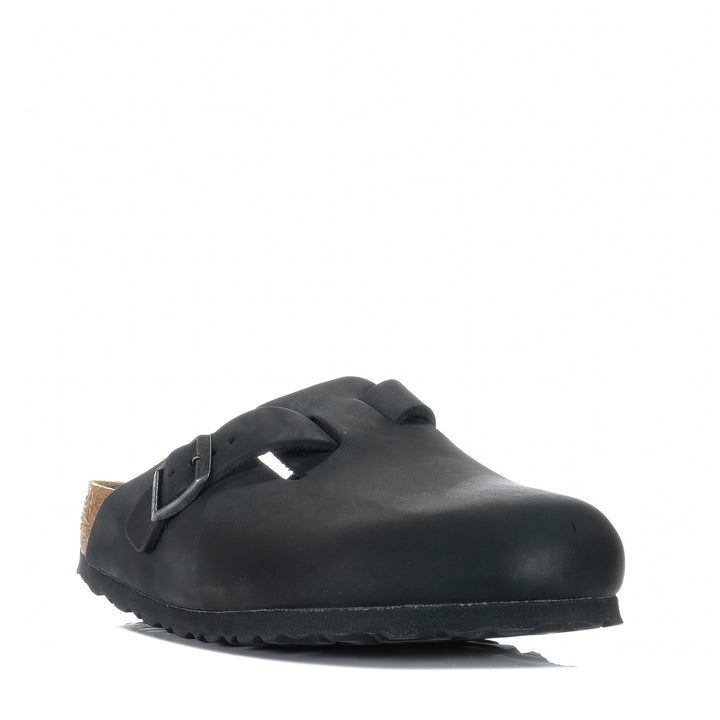Birkenstock Boston Oiled Leather Black Unisex Sandals