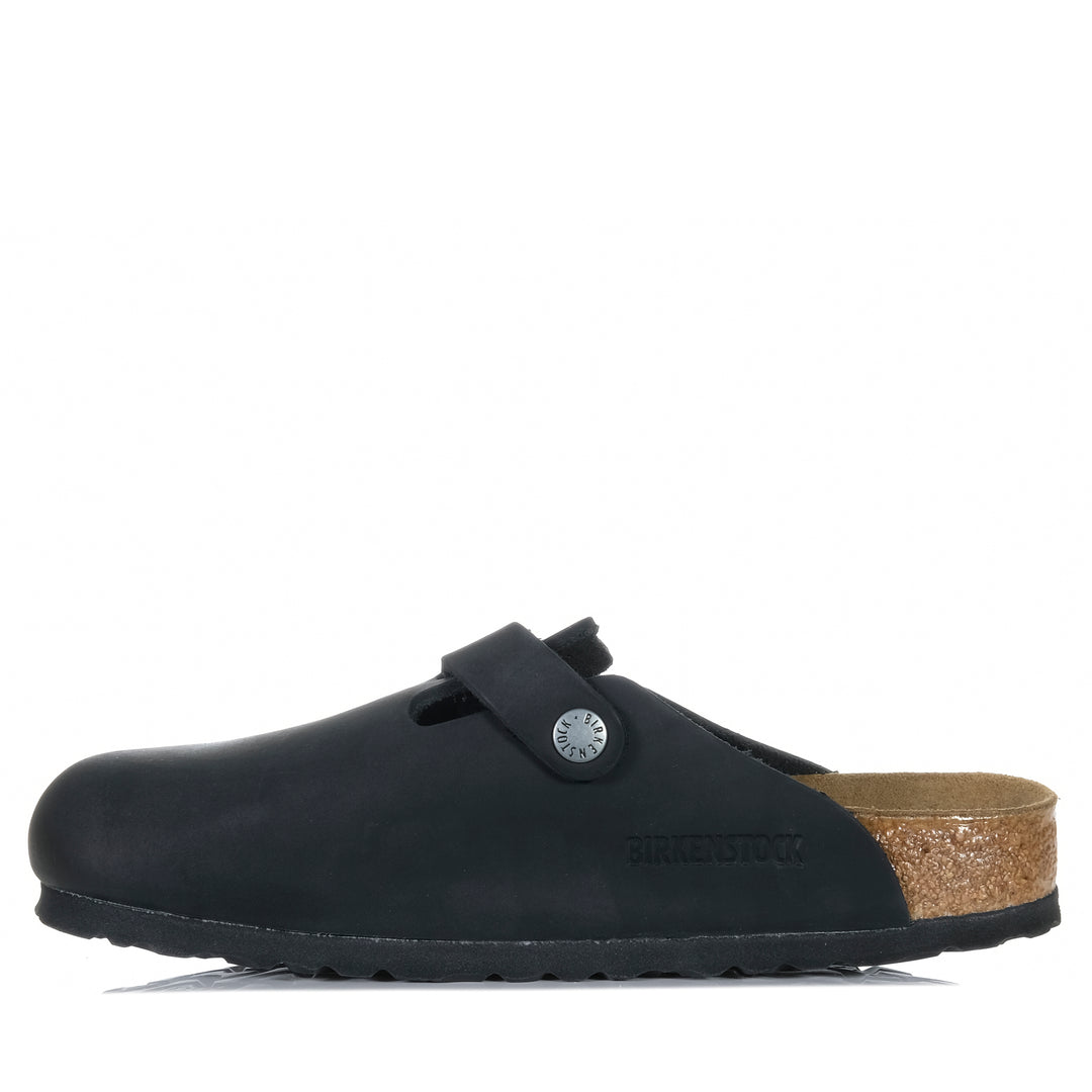 Birkenstock Boston Oiled Leather Black Unisex Sandals