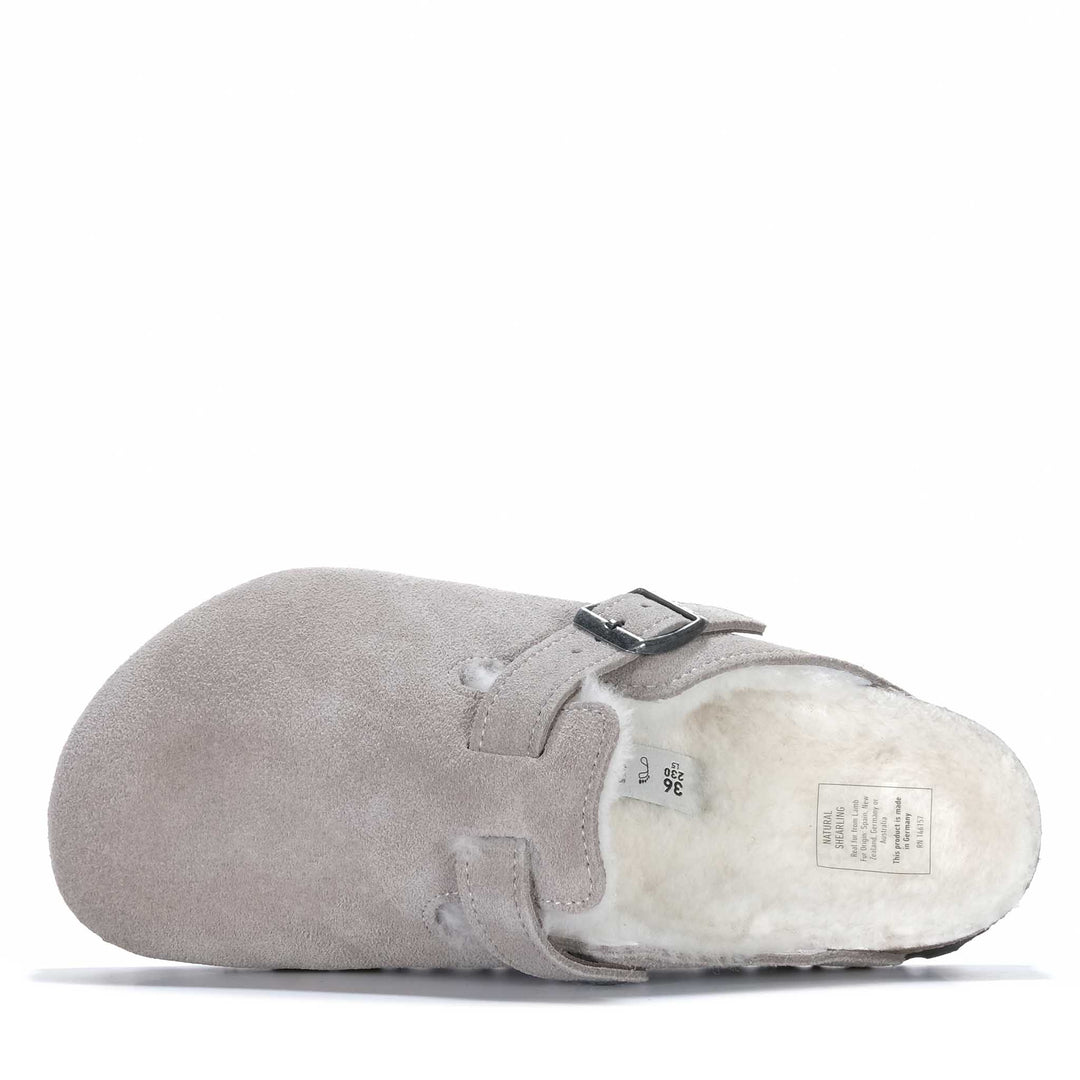 Birkenstock Boston Shearling (Regular) Stone Coin Womens Slippers