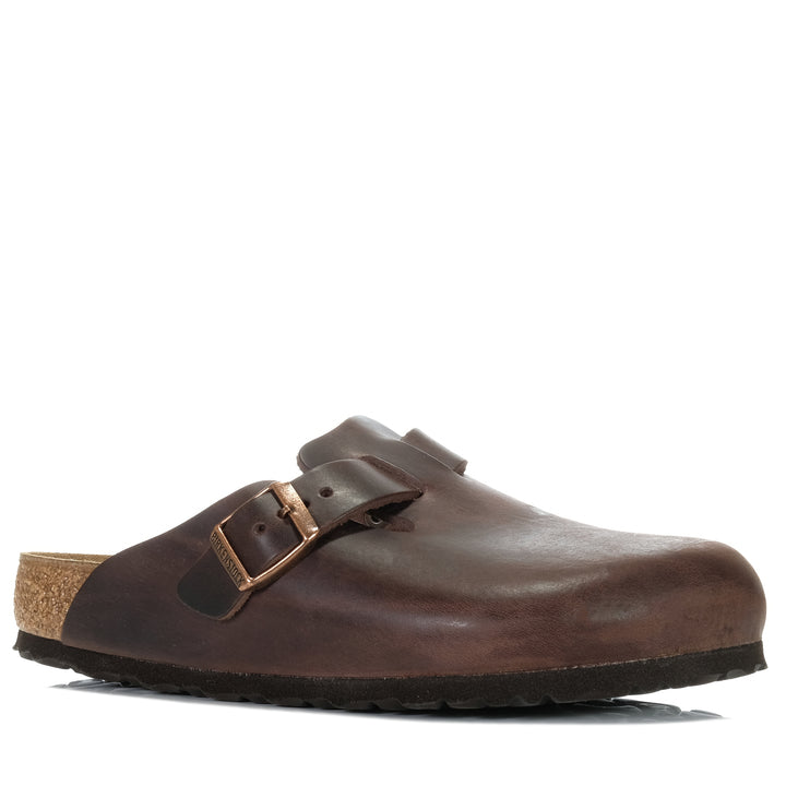 Birkenstock Boston Oiled Leather Habana, 36 EU, 37 EU, 38 EU, 39 EU, 40 EU, 41 EU, 42 EU, 43 EU, 44 EU, 45 EU, Birkenstock, brown, casual, flats, mens, sandals, wide, womens