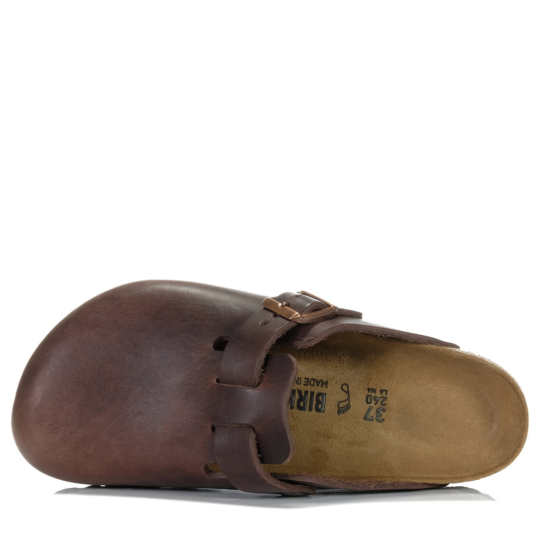 Birkenstock Boston Oiled Leather Habana, 36 EU, 37 EU, 38 EU, 39 EU, 40 EU, 41 EU, 42 EU, 43 EU, 44 EU, 45 EU, Birkenstock, brown, casual, flats, mens, sandals, wide, womens