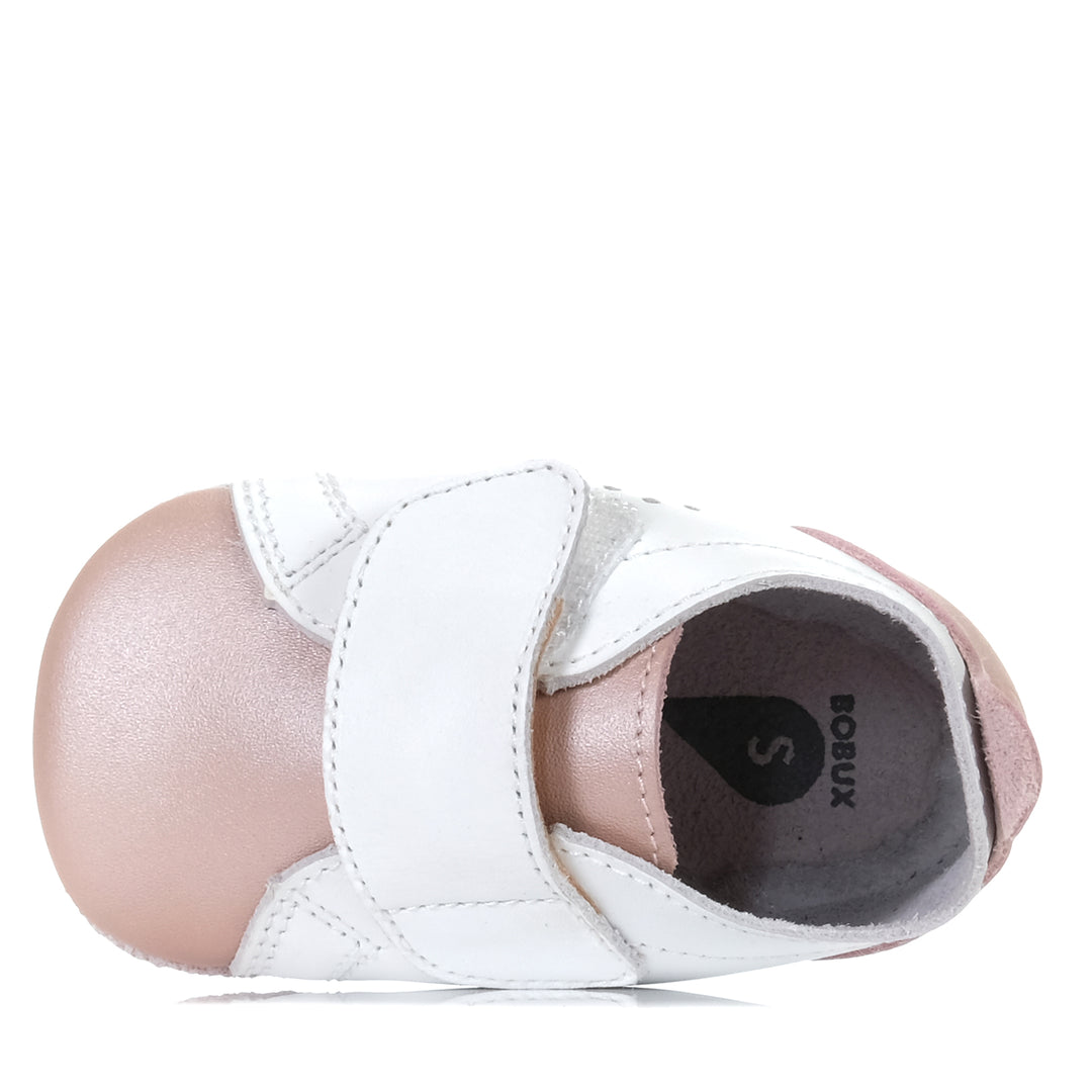 Bobux Soft Sole Grass Court White/Dusk Pearl, bobux, kids, Large, Medium, multi, shoes, small, toddler, white