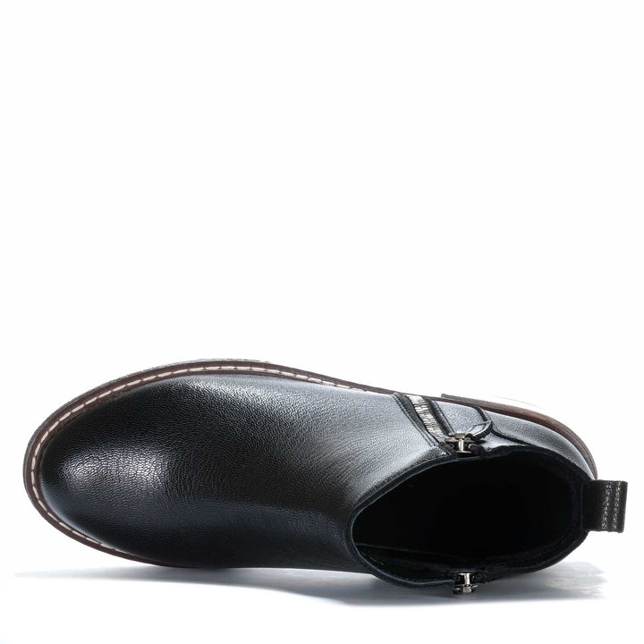 Bresley Duel Black/Metal Zip Womens Boots