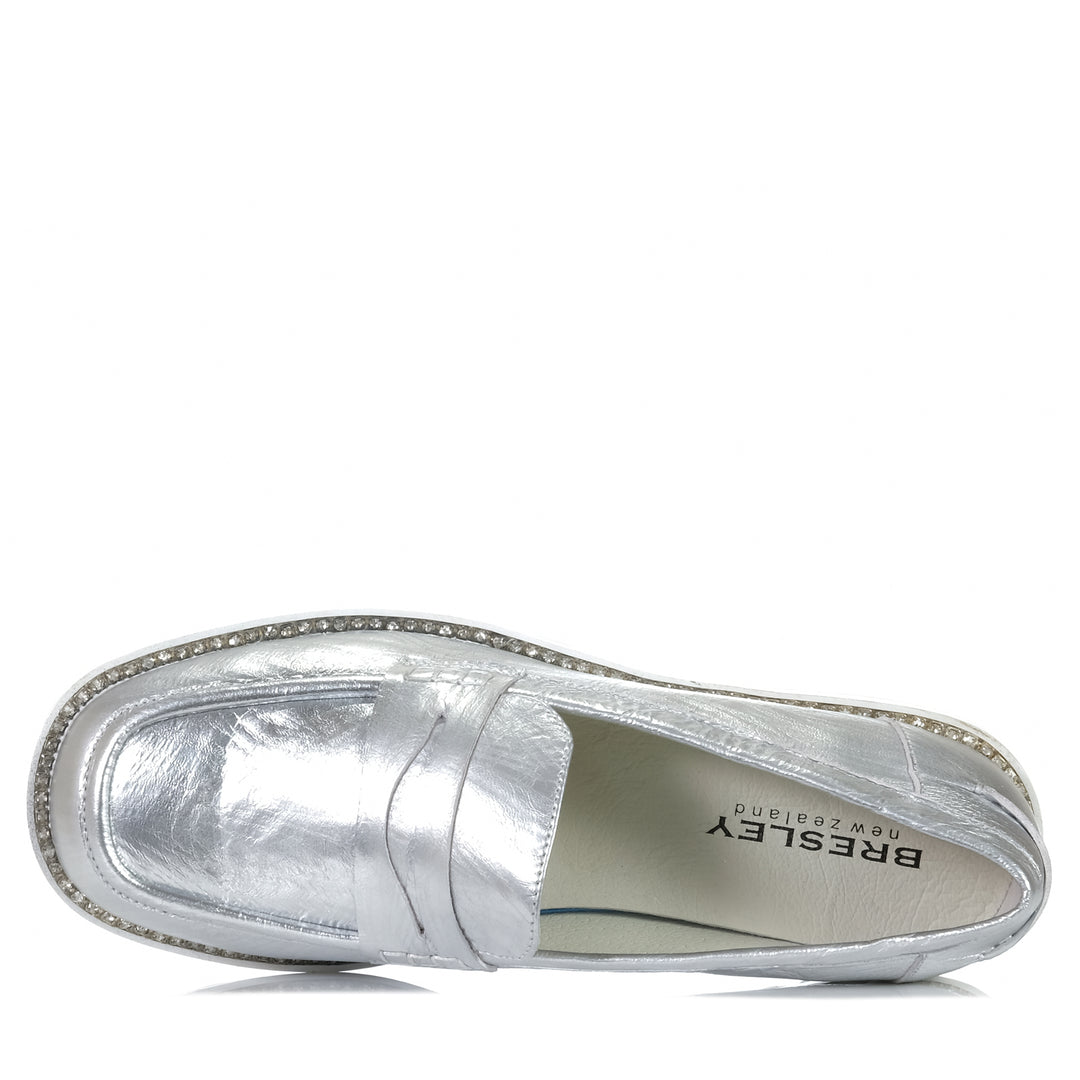 Bresley Paisley Silver Snake, Womens, bresley, flats, metallic, shoes, womens