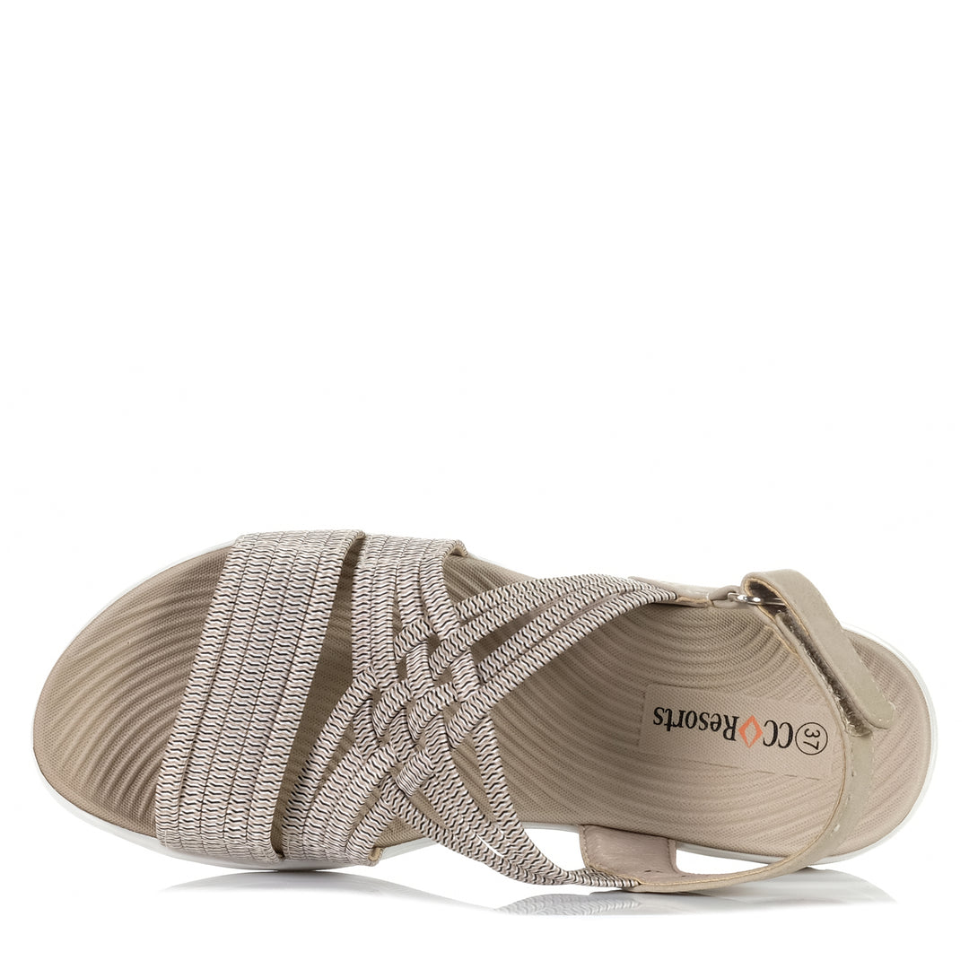 CC Resorts Flyta Apricot/Multi, Womens, cc resorts, flats, sandals, taupe, womens