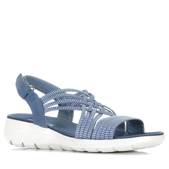 CC Resorts Flyta Denim, Womens, blue, cc resorts, flats, sandals, womens