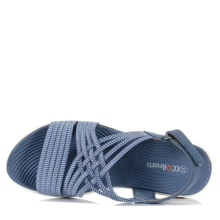 CC Resorts Flyta Denim, Womens, blue, cc resorts, flats, sandals, womens