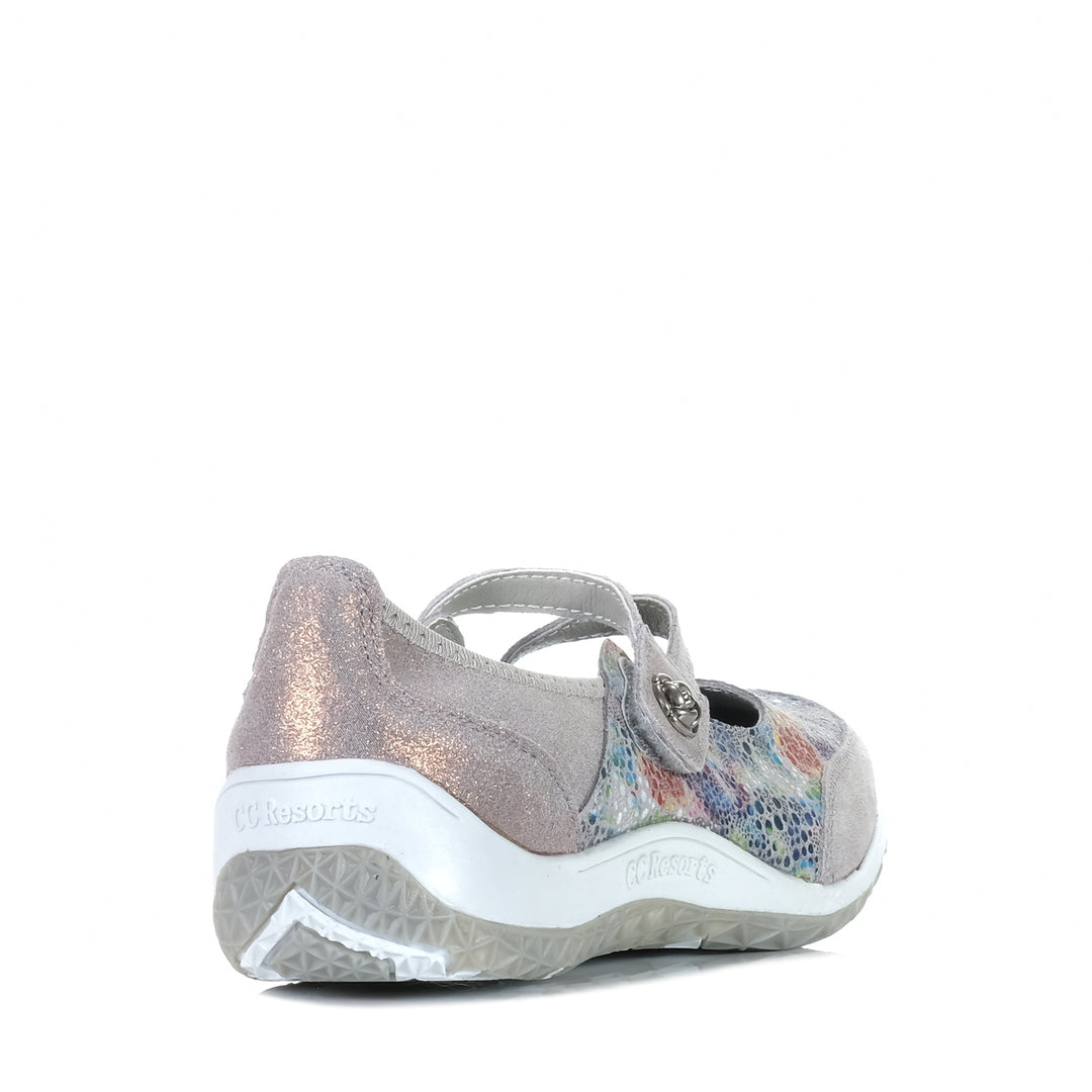 CC Resorts Jasmyn Grey Floral, Womens, CC Resorts, flats, grey, multi, shoes, womens