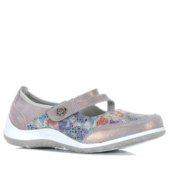 CC Resorts Jasmyn Grey Floral, Womens, CC Resorts, flats, grey, multi, shoes, womens