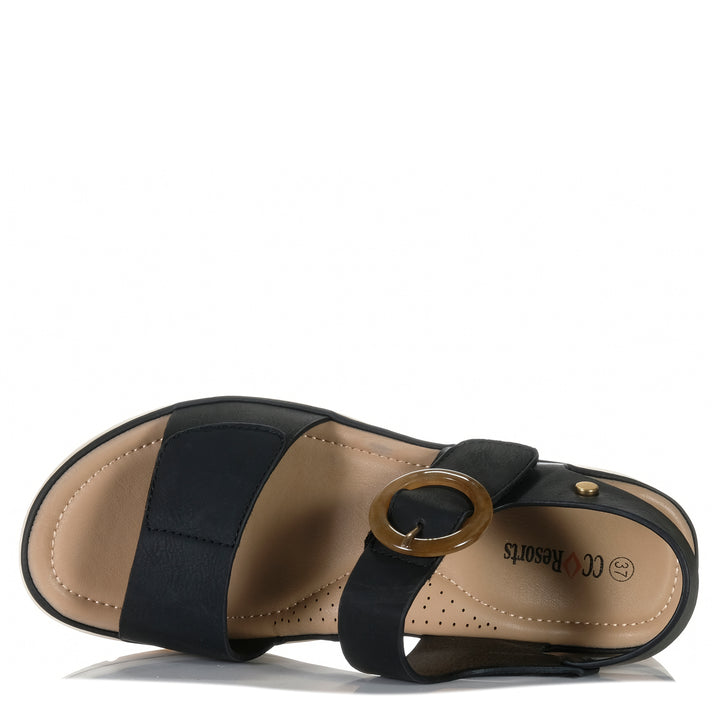 CC Resorts Yarra Black Womens Sandals
