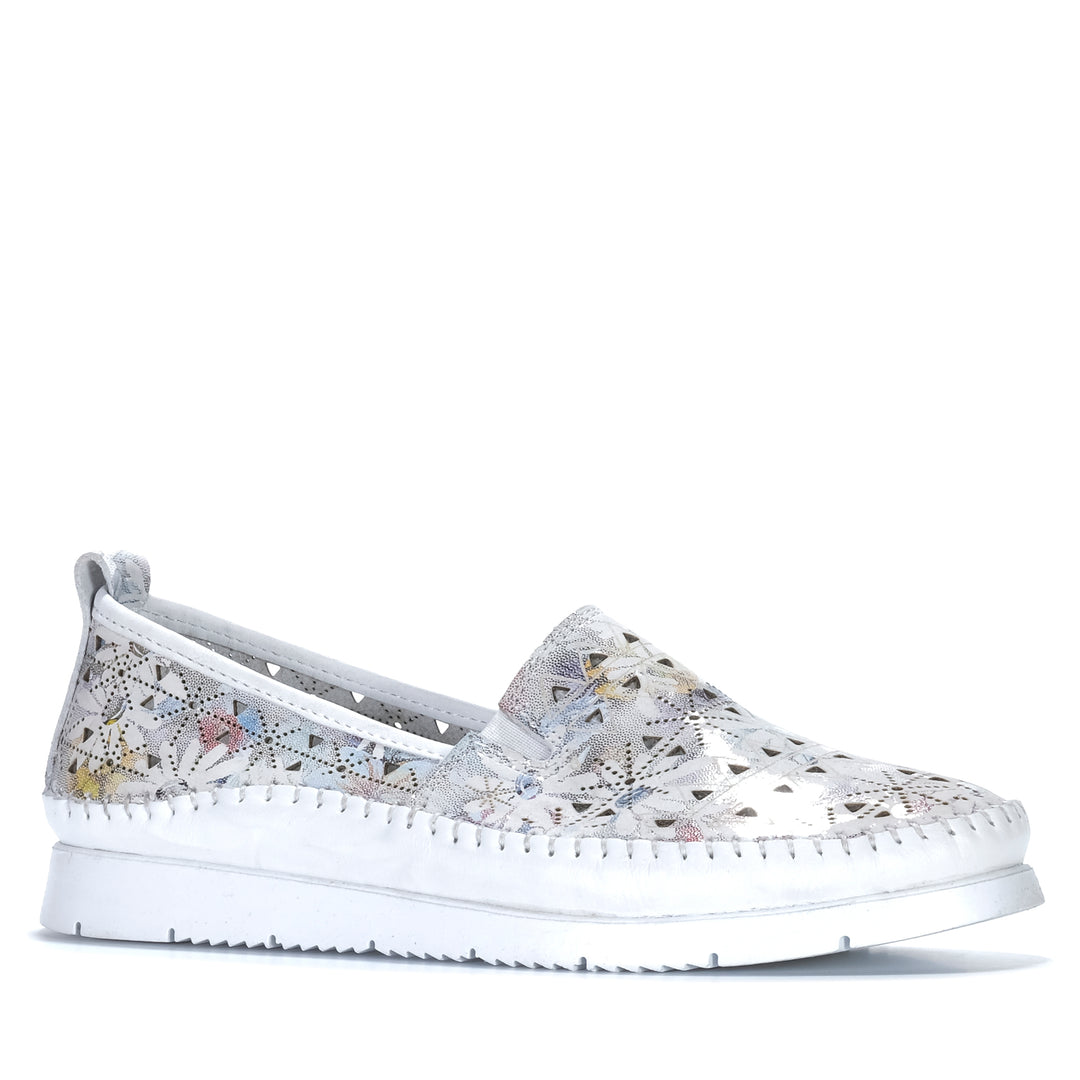Cabello Clear White Print Womens Shoes