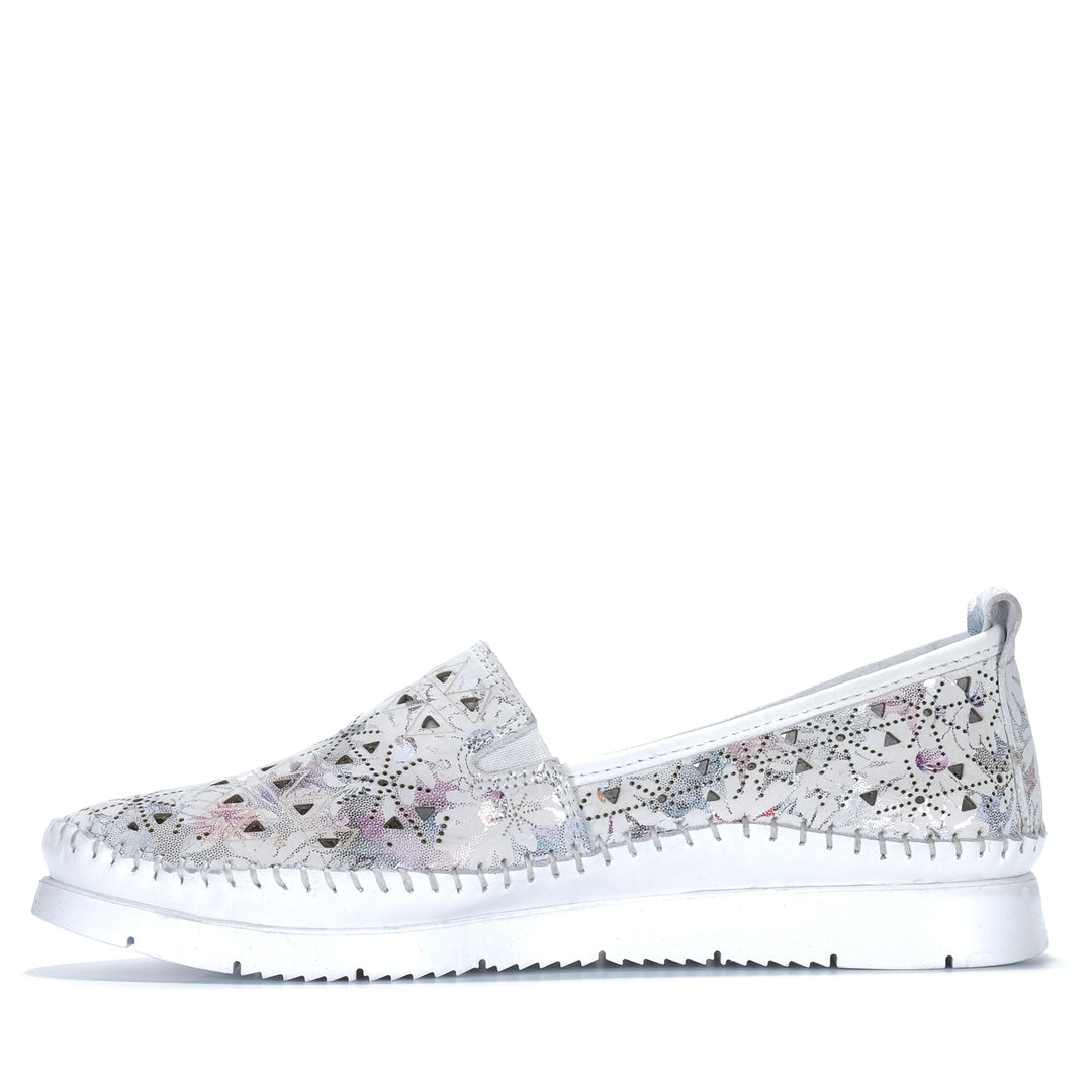 Cabello Clear White Print Womens Shoes