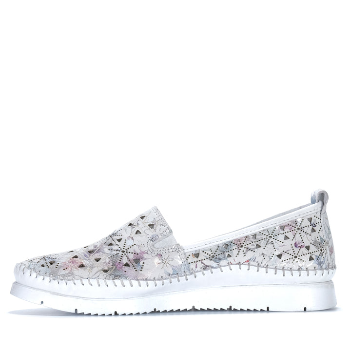 Cabello Clear White Print Womens Shoes