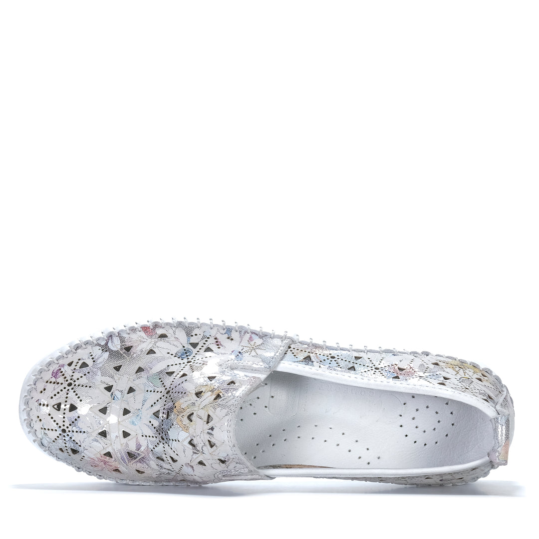 Cabello Clear White Print Womens Shoes