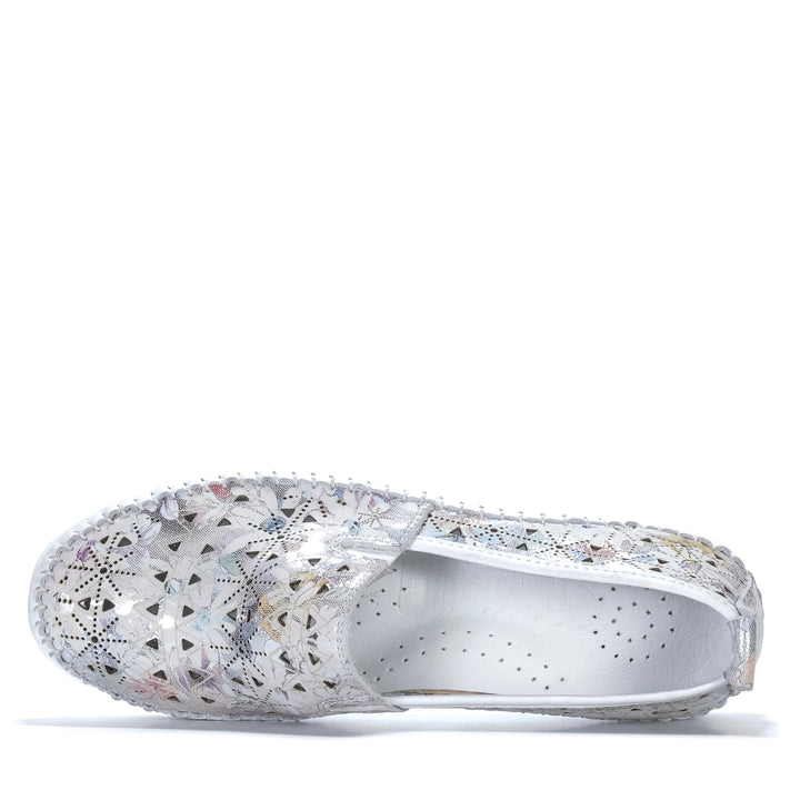 Cabello Clear White Print Womens Shoes