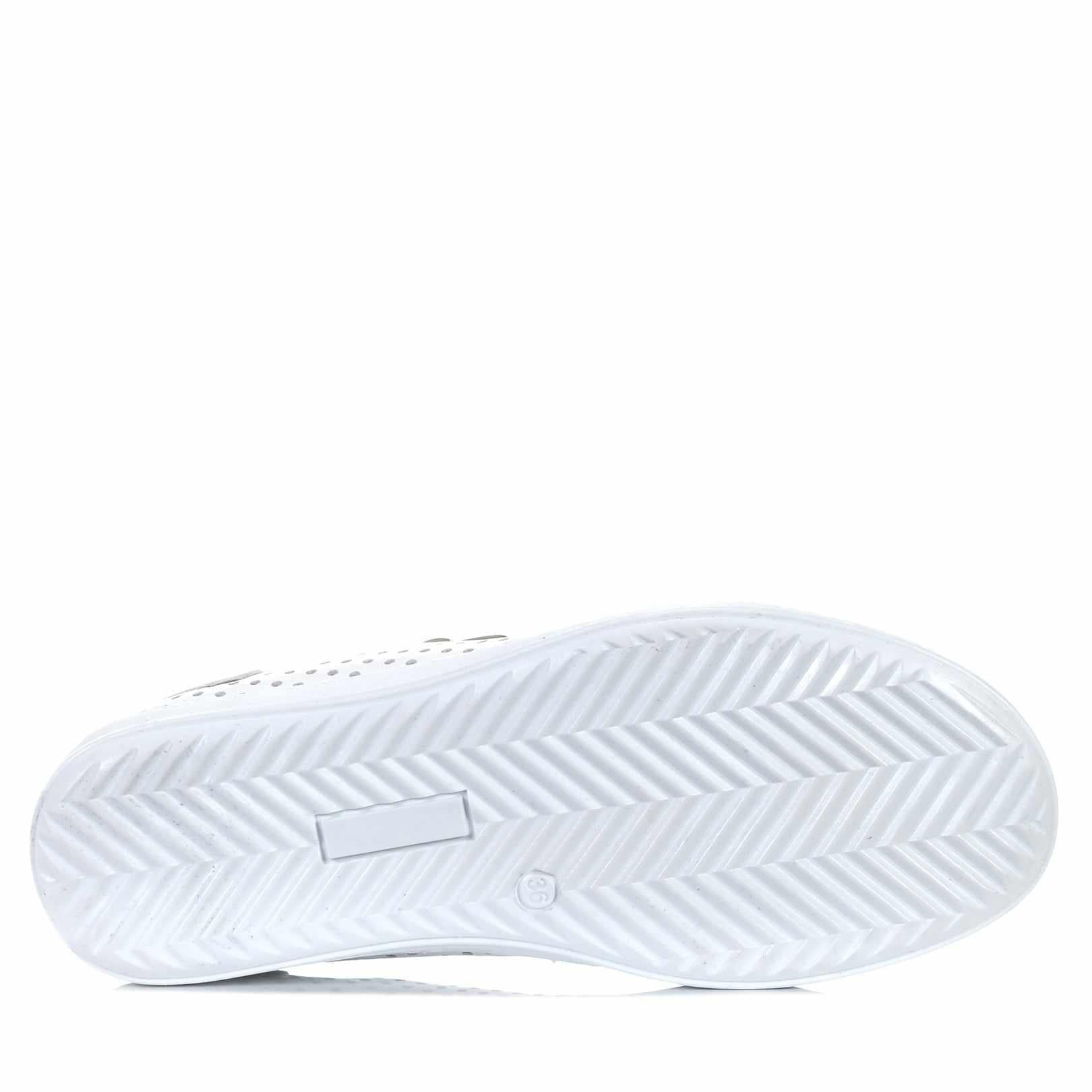 thumbnail image 2 of Cabello EG17 White Leather Sneakers - Women's Lace-Up & Zip Comfort Shoes (EU 36-43 / US 5-12) 2 of 5