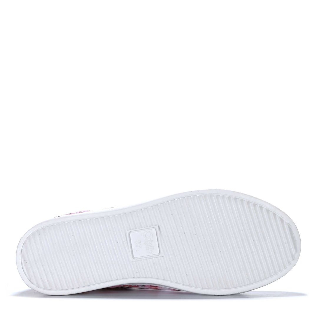 Cabello Upbeat White Floral Womens Sneakers